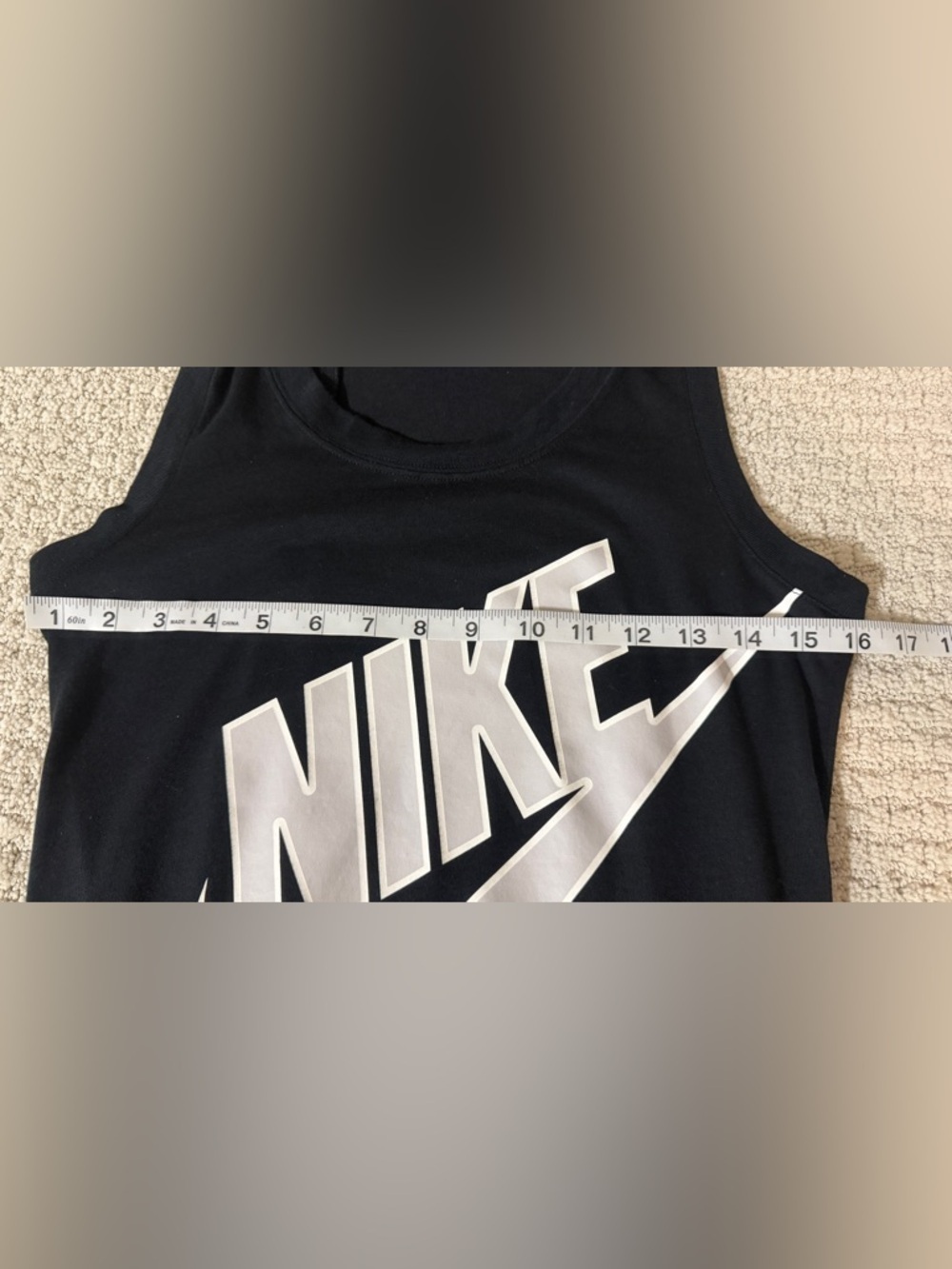 Nike Black Sleeveless Tank with Large White Logo - Picture 3 of 6